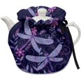 thumbnail image 1 of Purple Dragonfly Print Tea Cosy Cover of Teapots Tea Cozy Reusable Dust Cover Insulated Breakfast Teapots Kitchen Tea Pots Tea Cozy Kettle Cover for Housewife Tea Lover Gifts, 1 of 1