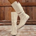 thumbnail image 5 of Willtoo Womens Slouch Mid Calf Boots Low Heel Comfort Casual Boots Vintage Round Toe Fall Winter Booties with Side Zip, 5 of 6