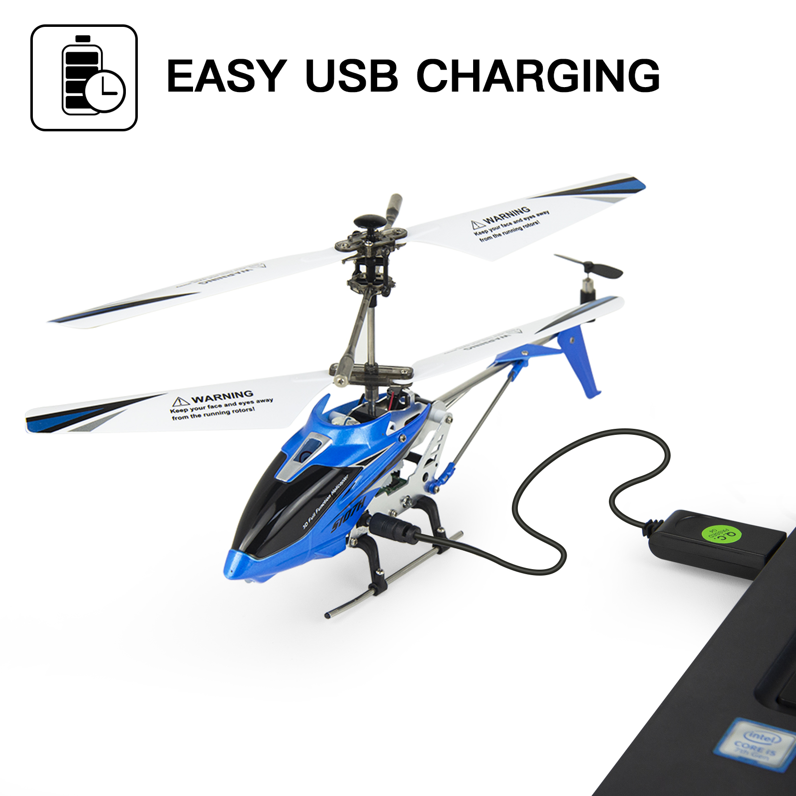 Yoneston Remote Control Helicopter, SYMA S107H Mini RC Helicopter with Altitude Hold, One Key Take Off/Landing and Gyro for Boys Gift, Blue