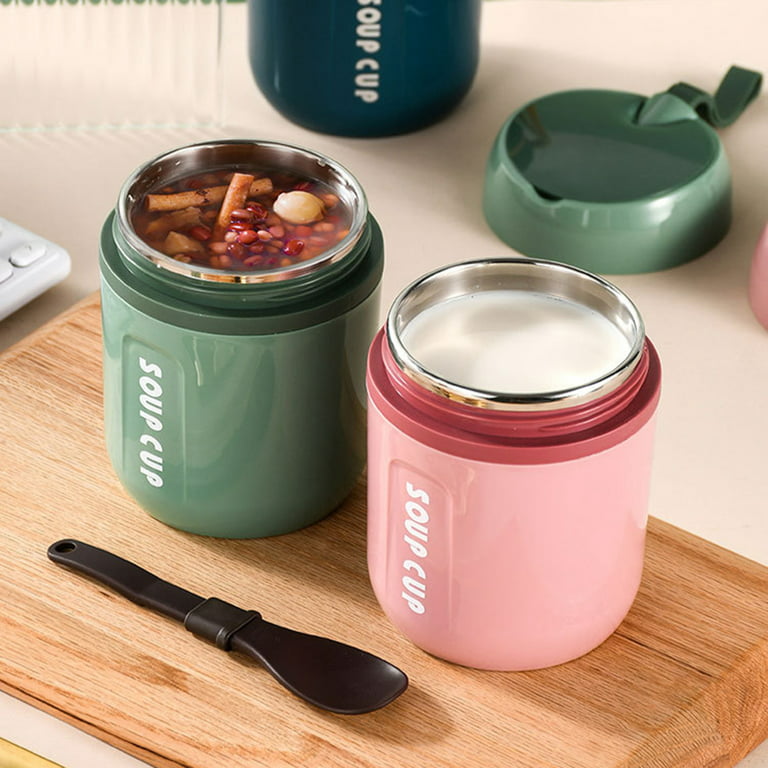 Thermal Soup Mug with Lid and Folding Scoop, Soup to Go Container Cereal  Cup with Lanyard for Soups, Noodles, Hot Cereal and More