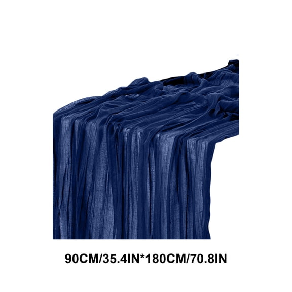 Cheesecloth Gauze Table Runner, 35 x 70 In Crinkle Fabric Dining Runner for Wedding Party Decor, Navy