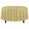 thumbnail image 2 of 12-Pack Premium Plastic Tablecloth 84in. Round Table Cover - Light Yellow, 2 of 7