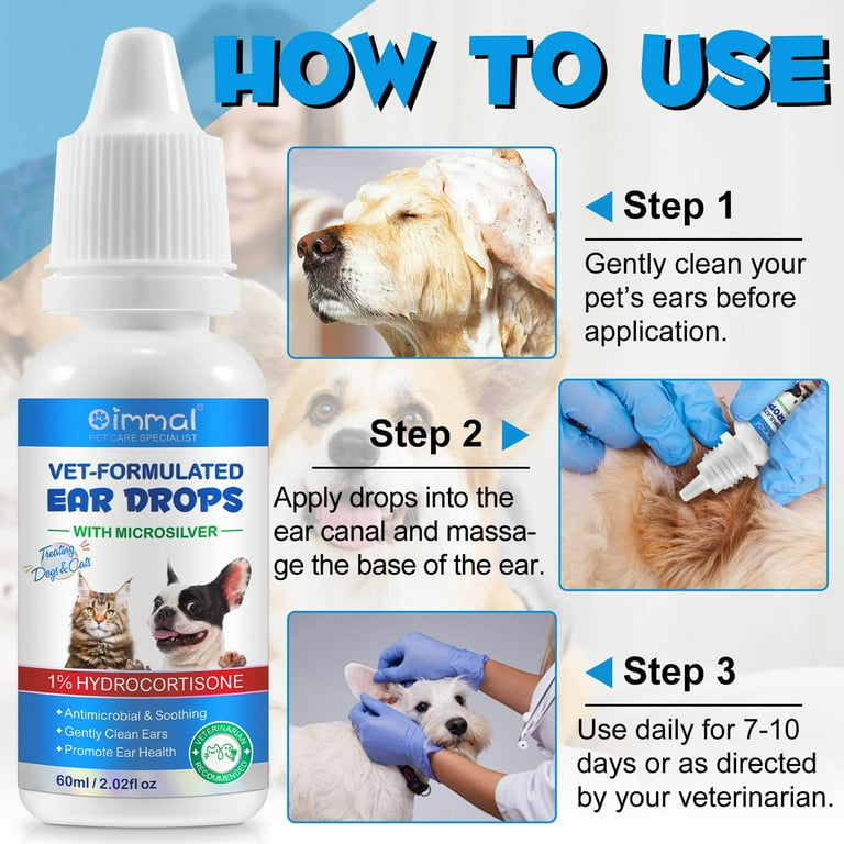 Oimmal Cat Dog Ear Infection Drops with 1% Hydrocortisone - Main Image
