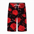 thumbnail image 3 of NOLDARES Mens Summer Hawaii Beach Shorts Cotton Stretch Drawstring Casual Shorts with Pockets(Red,XL), 3 of 5