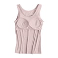 thumbnail image 3 of Nooxsoe Tank Top with Built in Bra Sleeveless Crewneck with Pads Undershirts for Women Tank Top Undershirt Vest Tops for Women Shirt with Built in Bra Womens Beach Tank Tops Brown L, 3 of 5