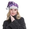 thumbnail image 5 of KLL Christmas Hats for Adults Plush mushroom rainbow color Skull Print Santa Hat Xmas Fluffy Santa Claus Hat for Women Men, 5 of 6