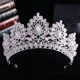 thumbnail image 2 of Granjero Gordo Tocado de princesa para novia, corona, adorno para el cabello con diamantes de imitación de cristal, decoración para fiesta de disfraces (verde claro), 2 of 4
