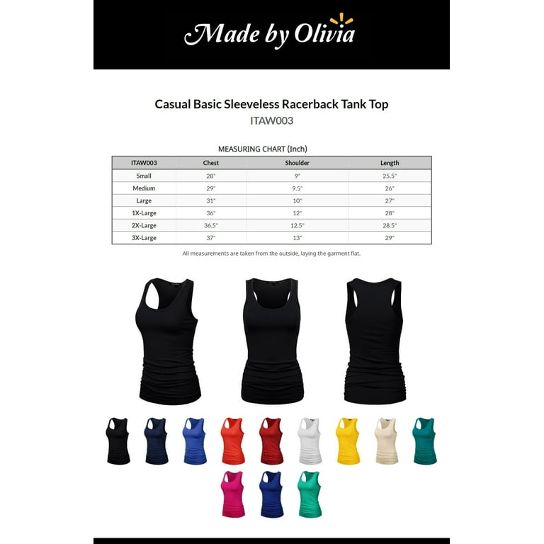 Made by Olivia Women's Casual Basic Sleeveless Racerback Shapewear Top
