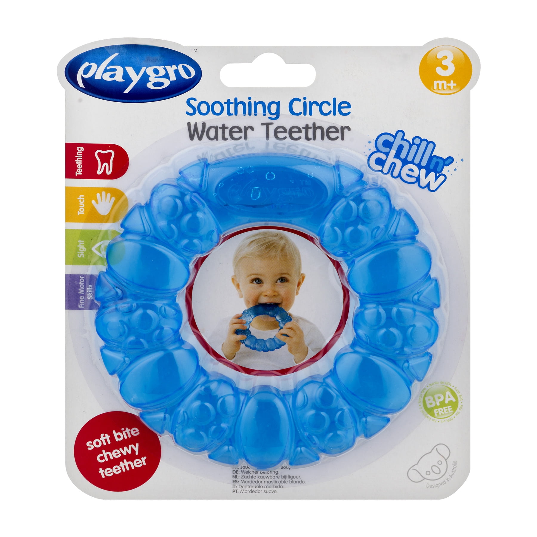 Playgro Soothing Circle Water Teether Baby Rattling and Teething Toy, 3