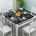 thumbnail image 2 of Elastic Edge Fitted Card Table Covers, Black Marble Pattern Printed on Elastic Polyester Table Cover, Great for Home Kitchen Parties Holiday Dinner, Fit for 32"" x 32""Square Table, 2 of 5