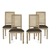 Noble House Beckstrom Wood Upholstered Dining Chair, Set of 4, Brown, Natural