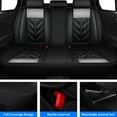 thumbnail image 6 of Car Seat Cover for Honda CR-V Civic Accord Crosstour Insight, Wear-resistant Pu Leather 5 Seats Cushion Protector, Front Rear Full Set Black+Gray, 6 of 10