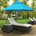 thumbnail image 4 of Gymax 11ft Patio Cantilever Hand Push Offset Hanging Umbrella w/ Wheels Base Turquoise, 4 of 10