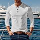 thumbnail image 1 of pstuiky camisa de manga larga para hombre, Camiseta de pana con botones, cuello redondo y manga larga de color liso para hombre top de hombre xl, 1 of 9