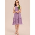 thumbnail image 5 of Drtj 2-14T Kids Junior Bridesmaid Wedding Dress A-line Scoop Knee-Length Chiffon Flower Girl Dresses, 5 of 6