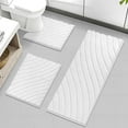 thumbnail image 2 of Findosom 3pcs Bathroom Rugs Set with U-Shaped Mat,Rubber Backing,Quick Dry,Ultra Soft Machine Washable Bath Mats for Bathroom Floor,Tub,Shower,Microfiber Bath Mats 18"x26"+18"x48"+U 20"x24" White, 2 of 9