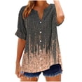 thumbnail image 2 of Otvok Womens Tops Dressy Casual Short Sleeve Tee Summer Spring V Neck Button T-shirt Ladies Tunic Blouses, 2 of 6