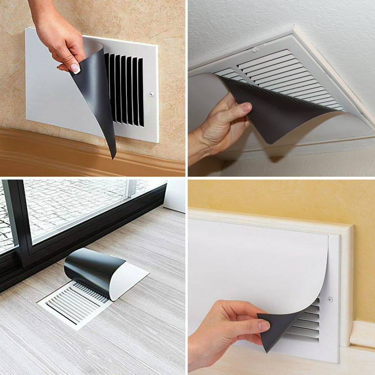 4 Pack Magnetic Vent Cover with Strong Sticky Adhesive, Ceiling Floor Vent Cover, Vent Register Cover for House, RV, Wall, AC, Fireplace, Duct