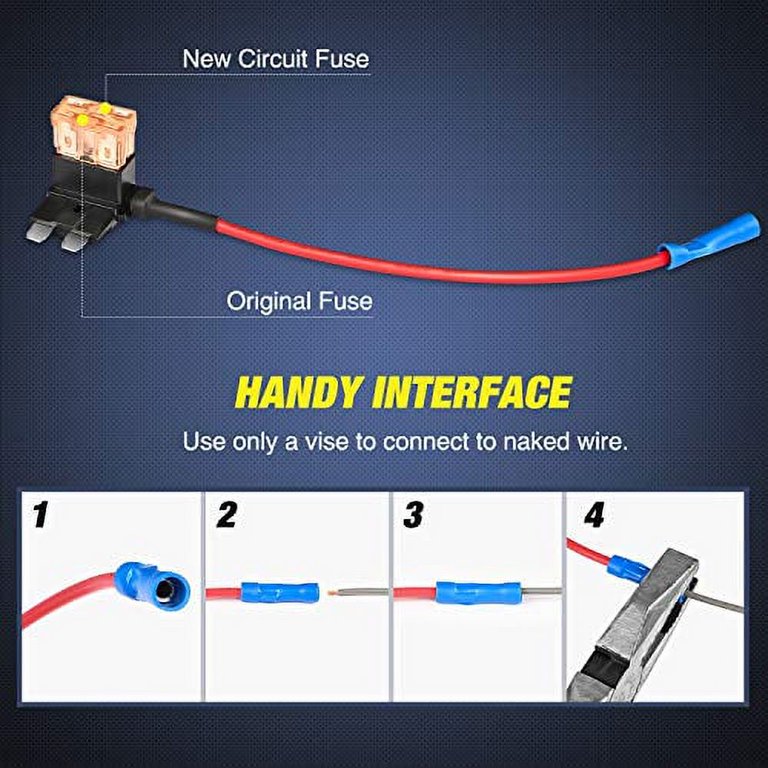 Nilight 12V Car Add-a-Circuit Fuse TAP Adapter with 5 Amp Standard