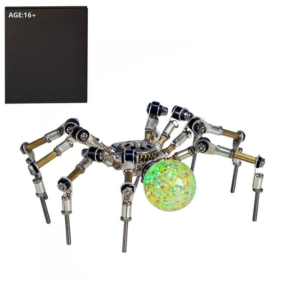 3D Metal Puzzle Model Kit, 270PCS Metal Assembly Steampunk Spider with 2CM Glowing Crystal Ball, Creative Desk Decorations for Home & Offices
