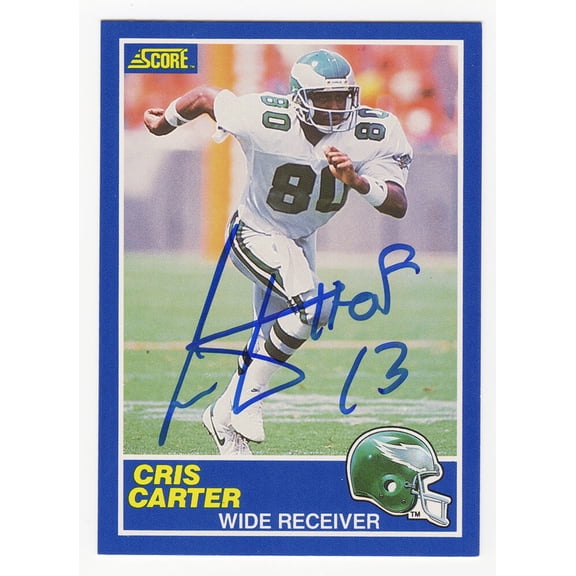 Cris Carter Signed Philadelphia Eagles 1989 Score Football Rookie Card #72 w/HOF'13