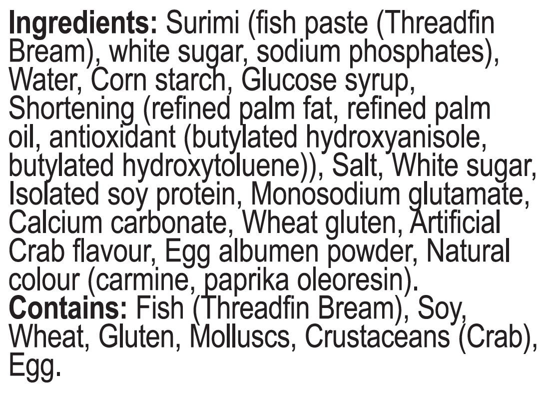 Imitation Crab Ingredients Canada