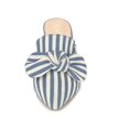thumbnail image 2 of BLISSFUL STEP Women Stripe Bow Pointed Toe Block Heel Slides Mules Light Blue 6, 2 of 8