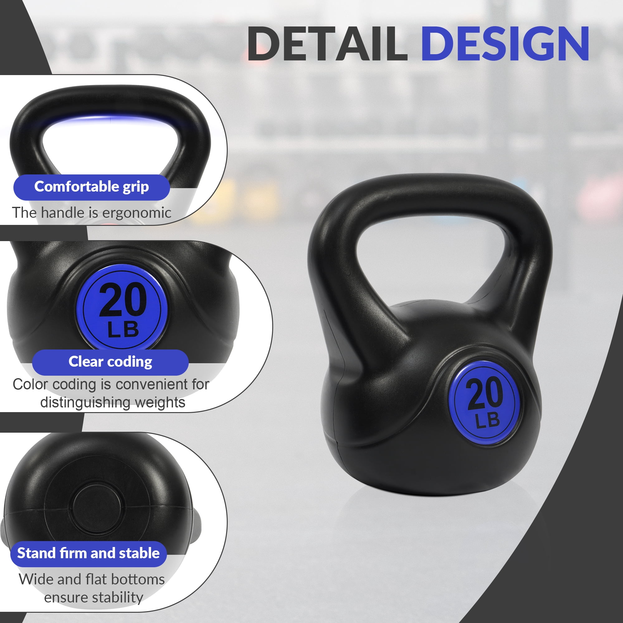 BalanceFrom Wide Grip Kettlebell Exercise Fitness Weight Set, 3-Pieces: 10lb, 15lb and 20lb Kettlebells