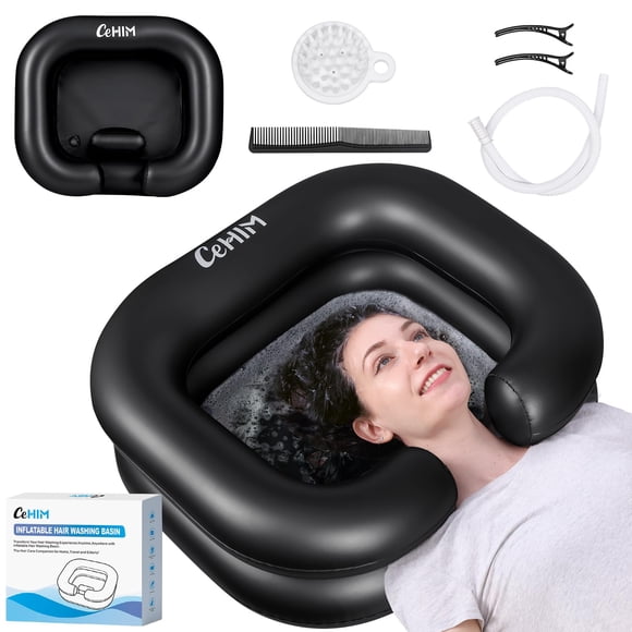Lavabo inflable para champú portátil Cehim, negro