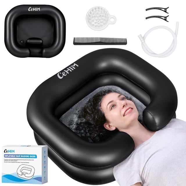 Lavabo inflable para champú portátil Cehim, negro