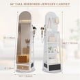 thumbnail image 3 of VKCC 64.1" Arched 360° Swivel Jewelry Armoire Full Length Mirror Cabinet Free Standing Organizer with 6 LED Lights, White, 3 of 9