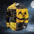 thumbnail image 2 of GrmtClth Mens Novelty Halloween Holiday Polo Tops Long Sleeve Vintage Crack Texture Pumpkin Print Lightweight Comfortable Family Gathering Golf Outfit Shirts Yellow 2XL, 2 of 7