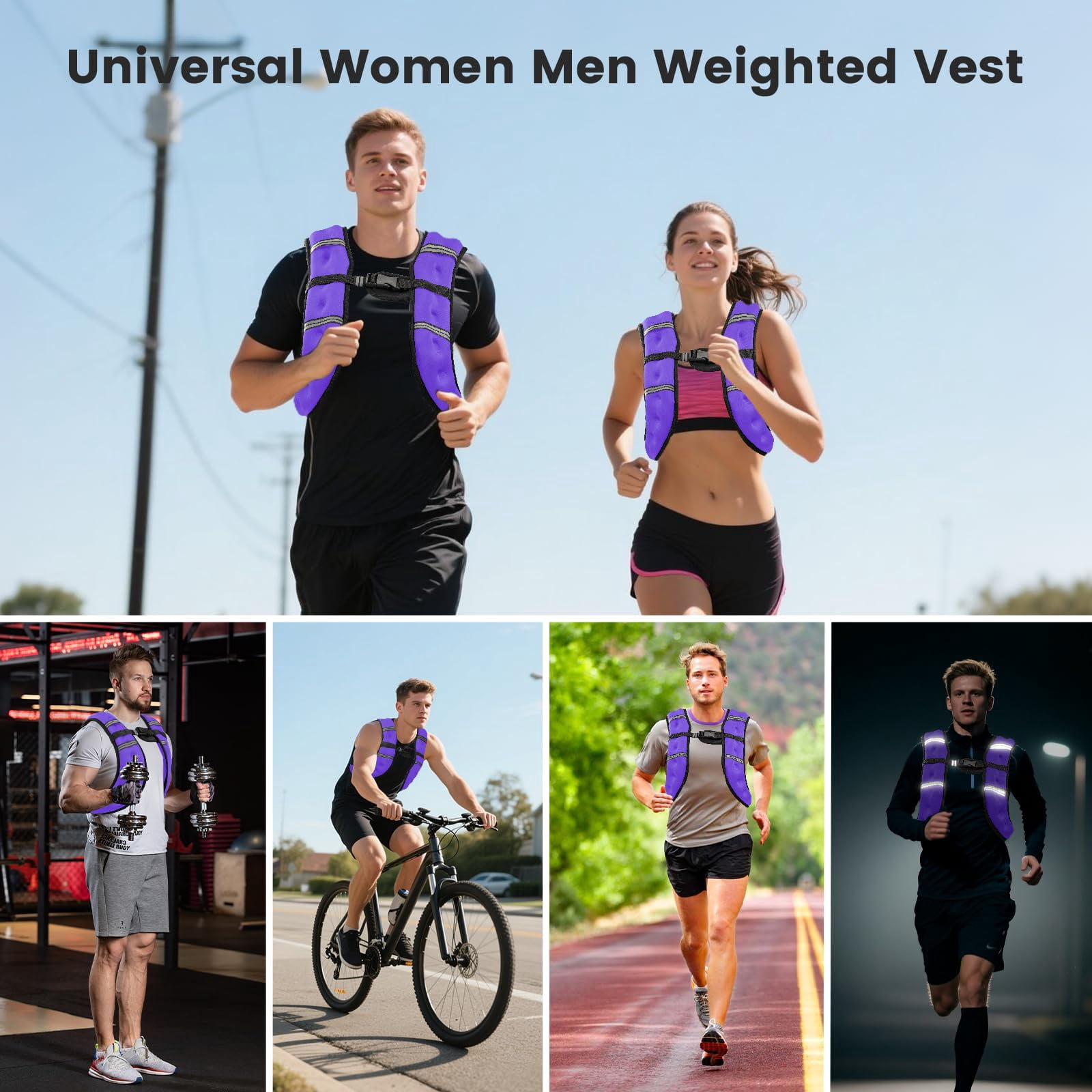 Purple 8 Lbs Weighted Vest for Walking Running Jogging Strength Training
