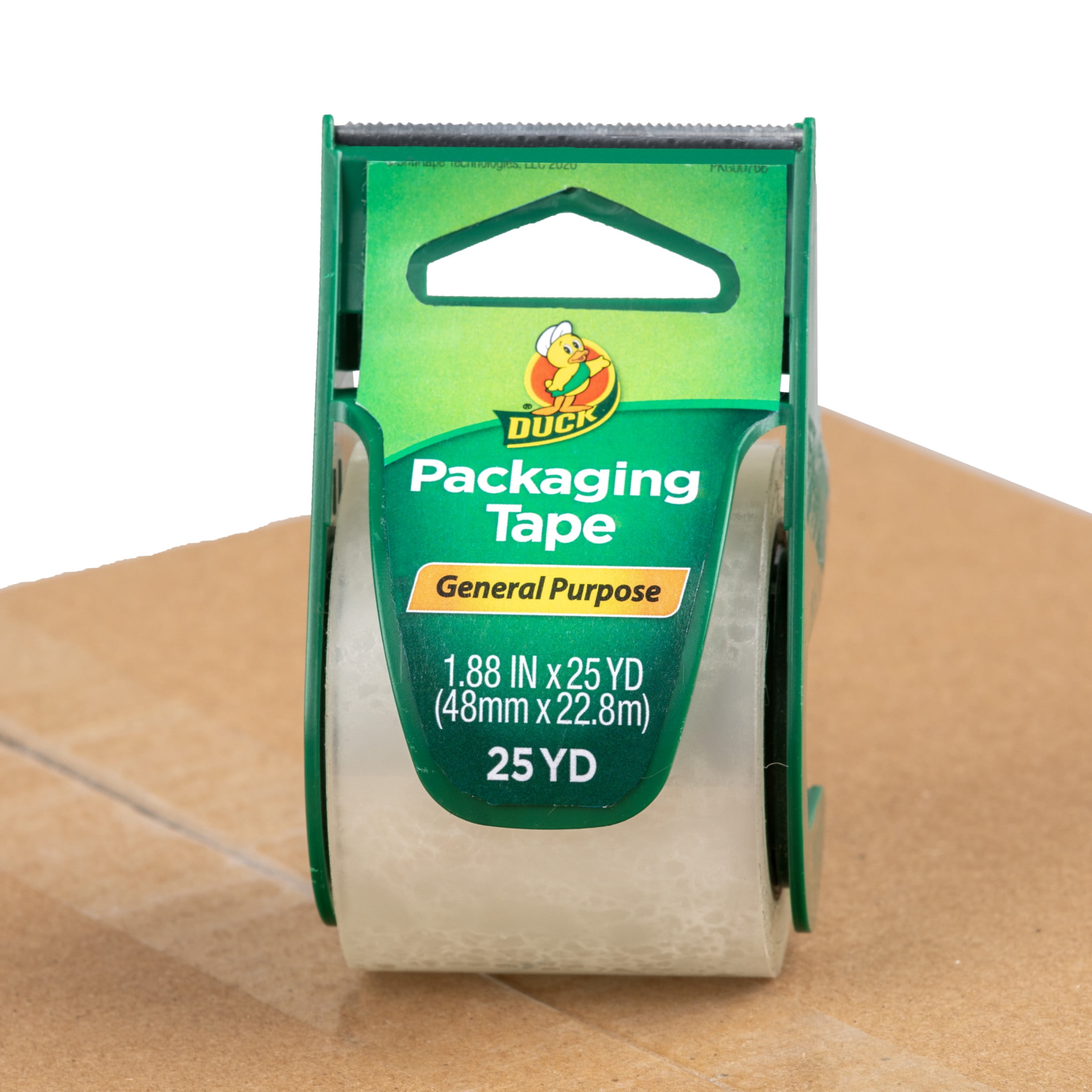 (2 pack) Duck General Purpose Packaging Tape with Manual Tape Dispenser, 1.88 in x 25 yd, Clear, 1 Roll