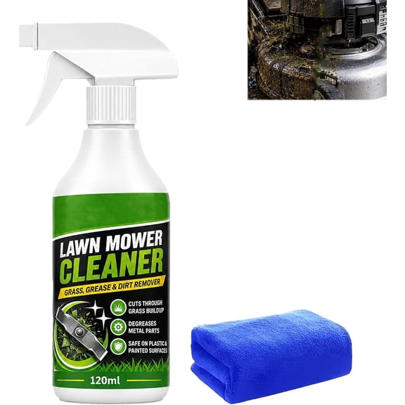 Fast Acting Lawn Mower Cleaner Spray,120ML,Lawn Mower Cleaner,Lawn Mower Cleaner Kit,for Metal,Plastic & Painted Parts(1Pcs)