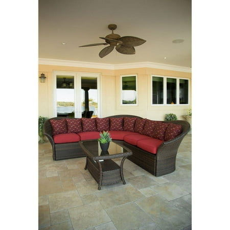 Hanover Outdoor Furniture Versa 4-Piece Sectional Seating Set, Chocolate Brown/Red