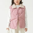 thumbnail image 4 of Boys Girls Winter Vest Coat Warm Thick Sleeveless Cotton Jacket Buttom up Polar Fleece Lapel Collar Waistcoat (8-9 Years, Pink), 4 of 7
