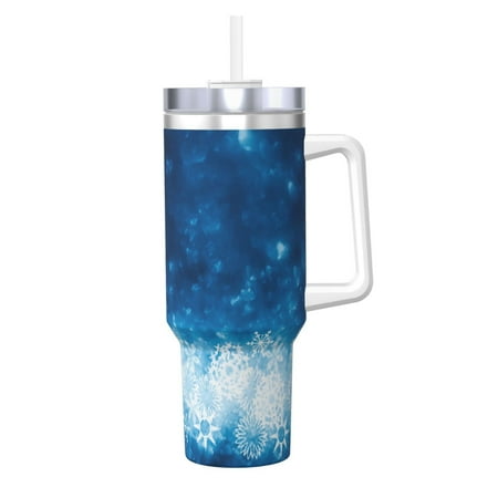 

Sikiie Blue Glitter Sparkles Insulated Stainless Water Bottle Lid Travel Mug Cup Insulated Tumblers Cup 40oz Ice Bully With Handle