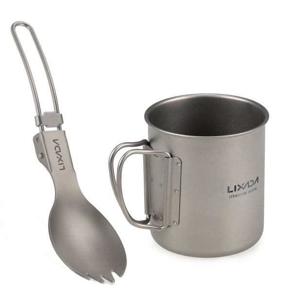 Ropa de camping Juego de utensilios de cocina Lixada 300 ml / 350 ml / 550 ml / 650 ml taza de titan Lixada Ropa de camping