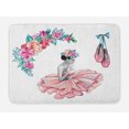 thumbnail image 1 of Ballerina Bath Mat, Painting Illustration of Girl with Floral Head Wear and Fluffy Pastel Toned Tutu, Plush Bathroom Decor Mat with Non Slip Backing, 29.5" X 17.5", Multicolor, by Ambesonne, 1 of 2