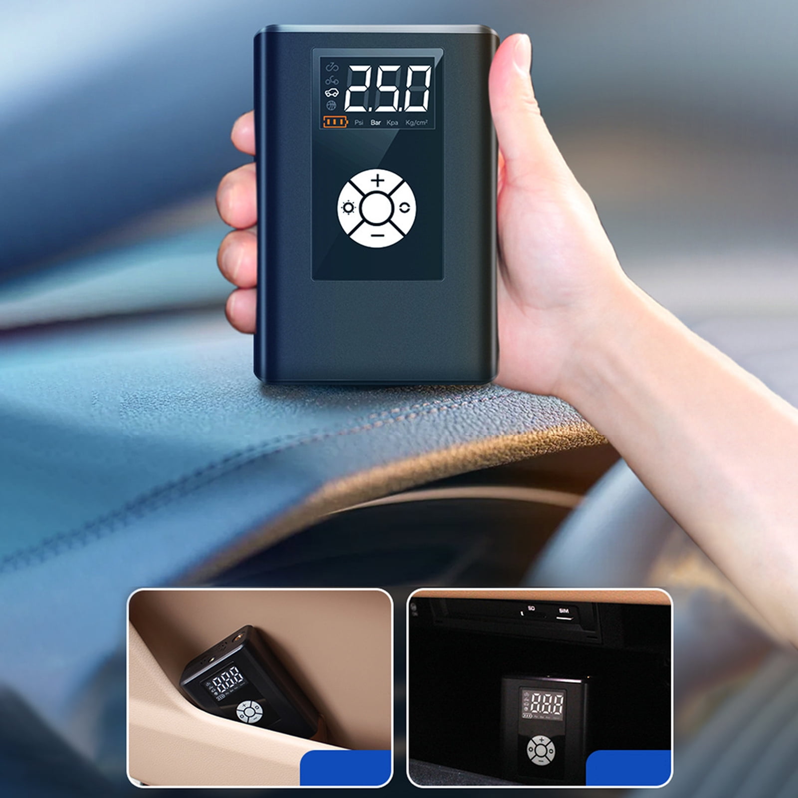 Amdohai Mini Tyre Inflator 120PS Portable Air Compressor LCD Display Electric Bike Pump with 4000mAh Rechargeable Battery LED Light for Car Bicycle Motorcycle Balls Swim Ring Walmart