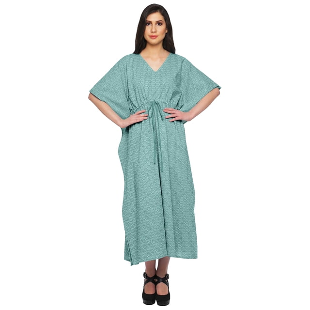 Moomaya Caftan pour Femmes Grande Taille Tenue d'Été Sortie de Plage Kimono Robe Caftan - L-XL