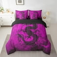 thumbnail image 2 of Erosebridal Literie Dragon Noire Grand Lit pour Garçons, Ensemble Rétro Gothique Grand Lit, Rose Noir, Réversible 7 Pcs, 2 of 5