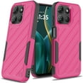 thumbnail image 2 of For Moto G Stylus 5G 2026/2025 Noble lined shockproof dual layer hybrid - Hot Pink/Black, 2 of 6
