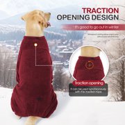 IDOMIK Pullover Dog Sweater with Leash Hole - High Collar Cold Weather Dog Pajamas for Large Dogs - Indoor & Outdoor Use(Red,S)