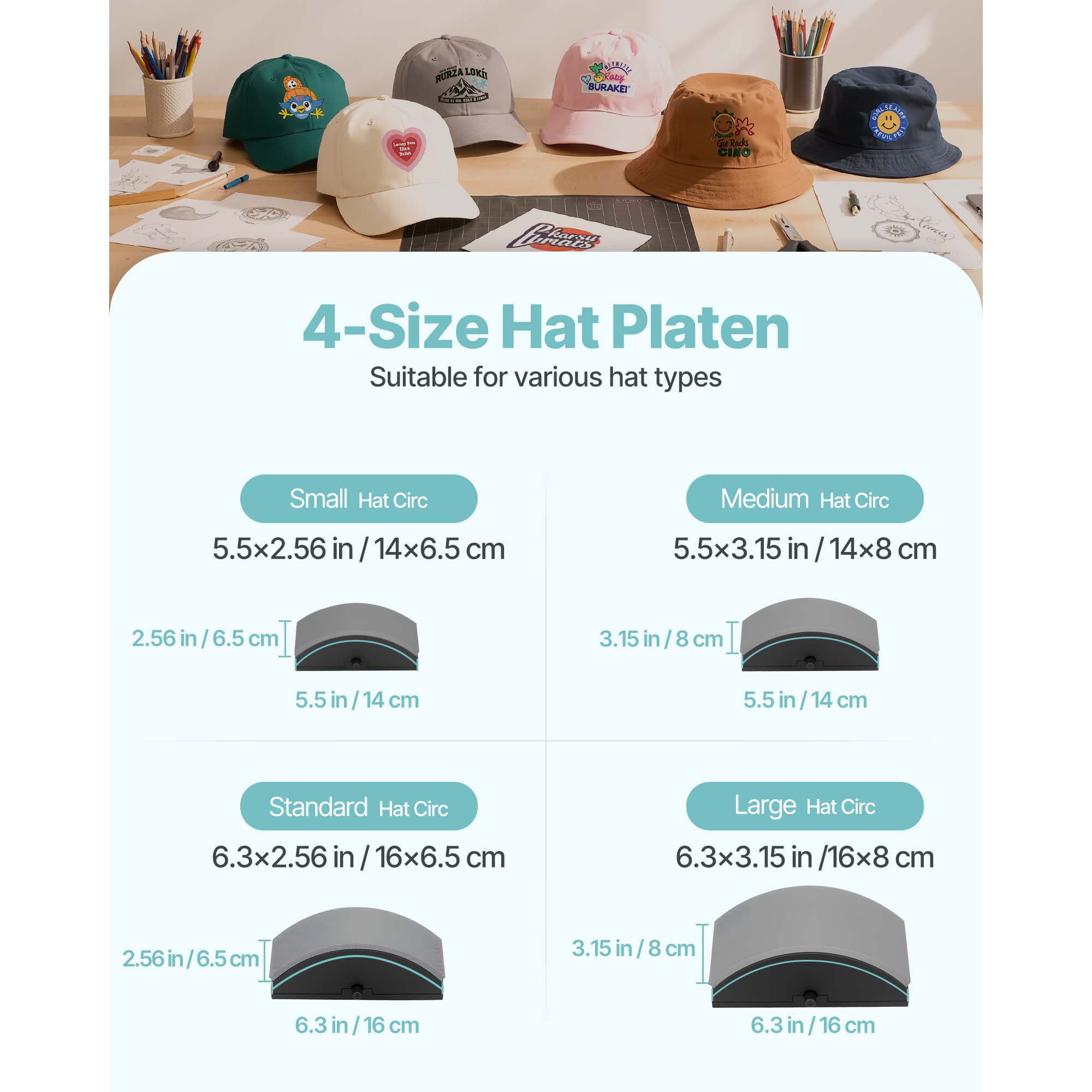 KFFKFF Hat Heat Press Machine with 4 Interchangeable Platens, Accurate Temperature and Time Settings, Ideal for HTV and Sublimation on Caps, Headbands, Cuffs, and Face Masks, Green