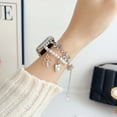 thumbnail image 2 of Pearl Beaded Diamond Flower Bracelet for Apple Watch 42(Series 1/2/3)/44/45/46/49mm, for iWatch Band Series SE 10 9 8 7 6 5 4 3 2 1, with Adjustable Push-Button Drawstring Style Lock, Silver, 2 of 5