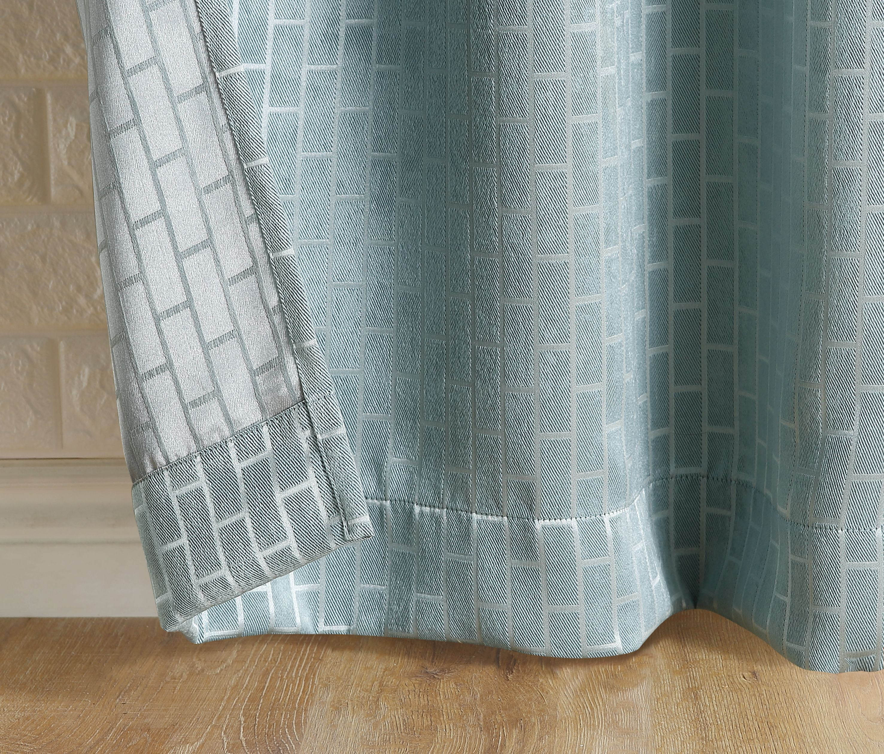 Sun Zero 2-Pack Stockton Tile Jacquard Blackout Grommet Curtain Panel Pair, 36" X 63", Aqua