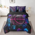 thumbnail image 2 of Erosebridal Ball Game Basketball Bedding Sets Twin Size,Neon Hexagon Comforter Sets with Sheets,Geometry Decor,Reversible,Breathable,7-Piece, 2 of 5