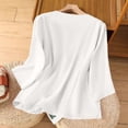 thumbnail image 4 of Womens Embroidered Cotton Linen Shirts 3/4 Sleeve Plus Size Boho Gauze Tops 2026 Casual Trendy Blouse White XL, 4 of 5